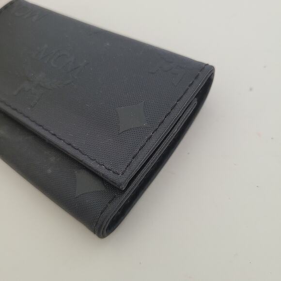 MCM Visetos Black Wallet Key Case Holder Designer Trifold Signature Small Box - Picture 12 of 12
